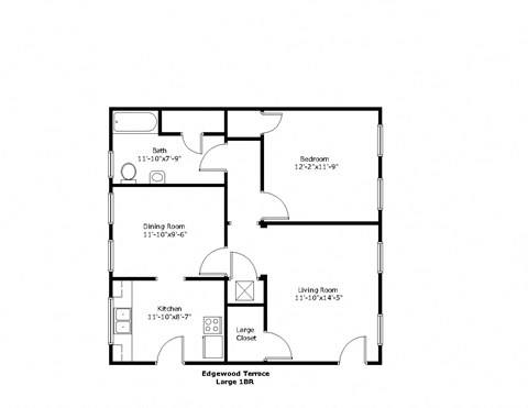 a floor plan of a 1 bedroom floor plan